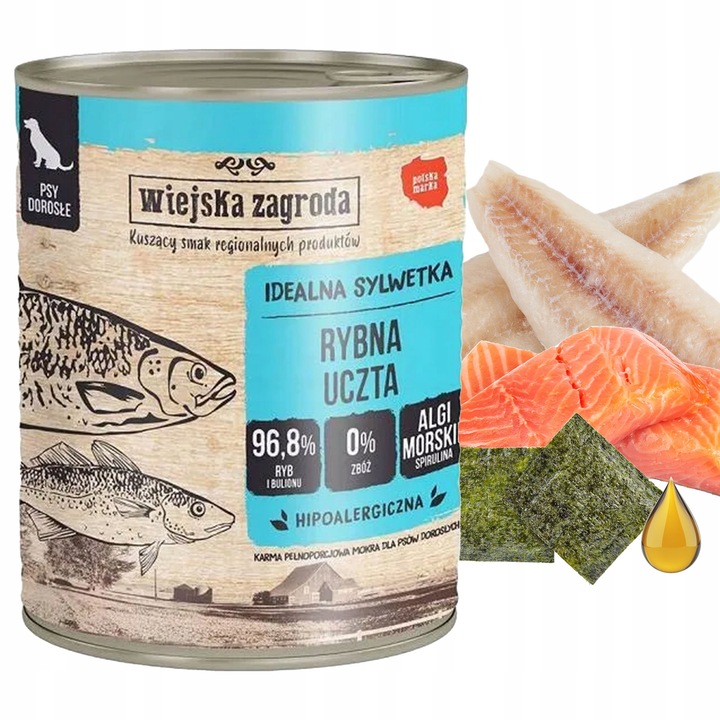 WIEJSKA ZAGRODA Mix Smaków karma dla psa mokra puszka 6 x 800g bezzbożowa