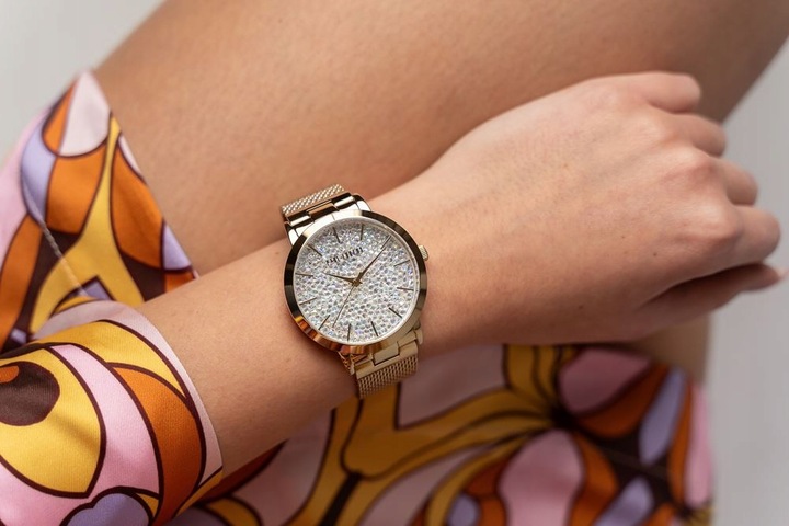 Zegarek damski Paul Lorens BELLICA złoty ELEGANCKI cyrkonie BOX + GRAWER