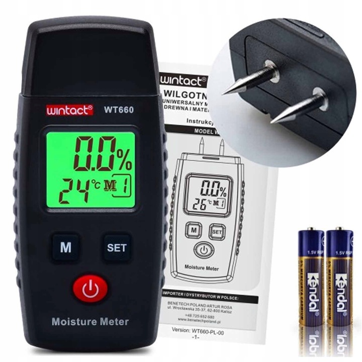 MIERNIK WILGOCI WILGOTNOŚCI WILGOTNOŚCIOMIERZ DREWNA DRZEWA + 2XAKU
