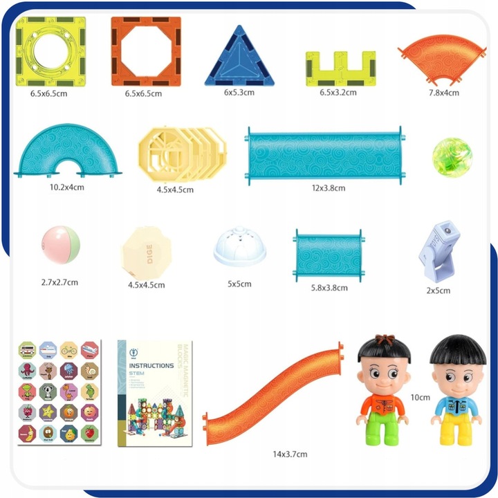 Klocki MAGNETYCZNE KONSTRUKCYJNE świecący tor 202 el 3D Zabawka edukacyjna