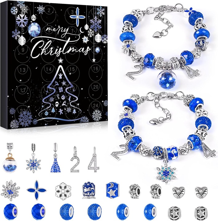 KALENDARZ ADWENTOWY CHARMS BIŻUTERIA DIY DO BRANSOLETEK PREZENT DLA DZIECI