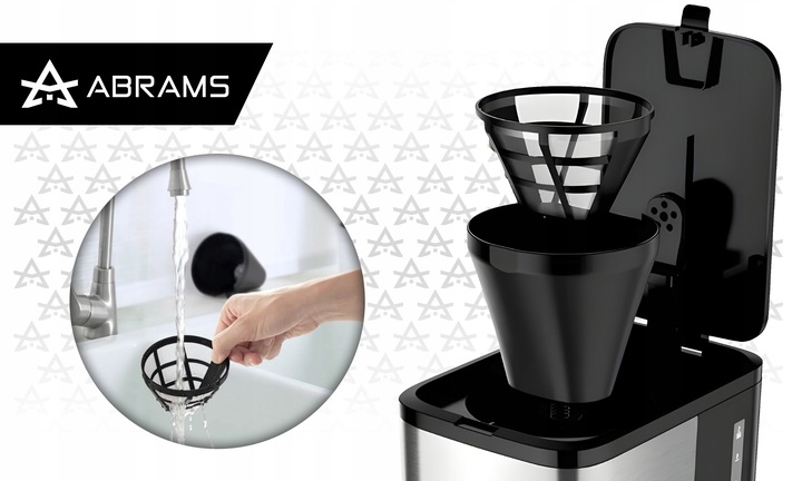 EKSPRES DO KAWY PRZELEWOWY 800ML 1000W BLOKADA KAPANIA PODTRZYMANIE TEMP