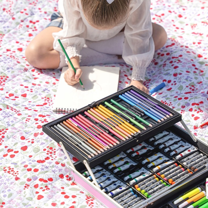 Zestaw Artystyczny, walizka z lamą, 145 elementów RAGI - RÓŻOWY