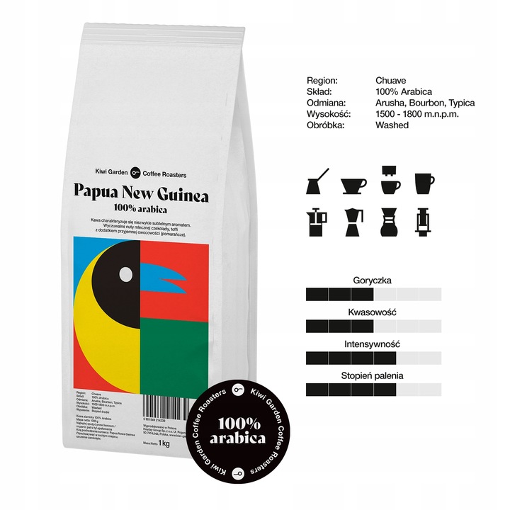 Kawa ZIARNISTA DO EKSPRESU Świeżo palona 100% Arabica BRAZYLIA+PAPUA 2X1KG