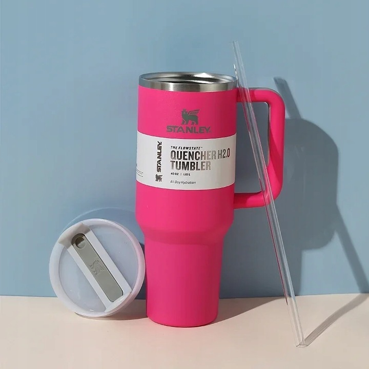 Kubek termiczny Stanley Quencher H2.0 1180ml różowy + słomka