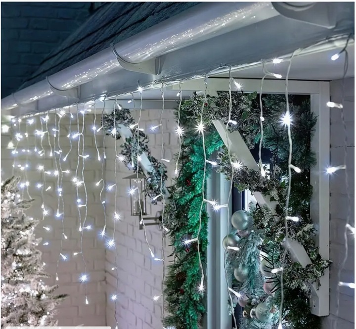 SOPLE 500 LED biały zimny + FLASH LAMPKI ZEWNĘTRZNE 23m GIRLANDA Kurtyna