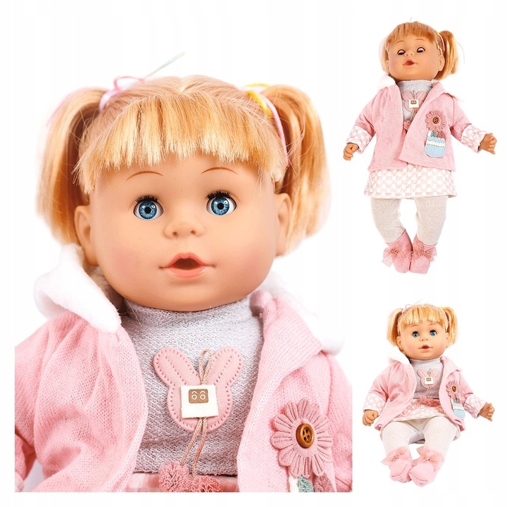 Lalka Bobas Interaktywna Miękka Jak Żywa Duża 42cm Śpiewa Mówi Dziewczynka
