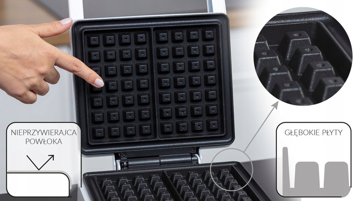 Gofrownica mocna srebrna 2 gofry MPM MGO-41 1600W