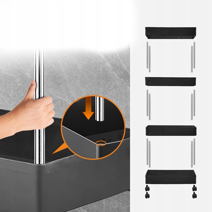 DUŻA PÓŁKA ŁAZIENKOWA KUCHENNA SZAFKA NA KÓŁKACH REGAŁ 4 POZIOMOWY WÓZEK