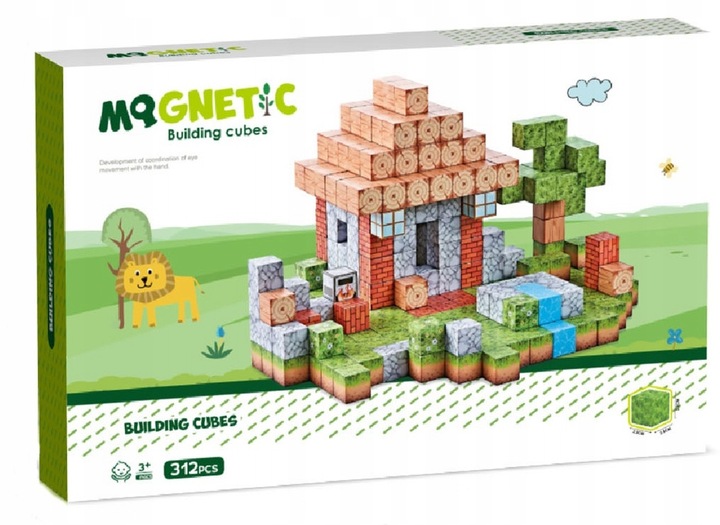 KLOCKI MAGNETYCZNE KOSTKI Sześciany Konstrukcje 3D 312 elementów