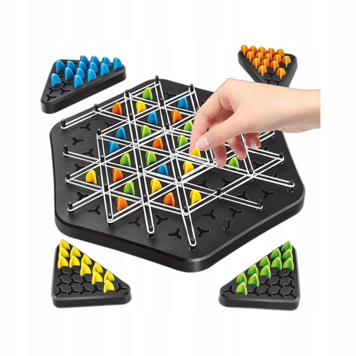 TRIANGLE CHESS BOARD GAME, INTERACTIVE PEGBOARD GAME, DESKTOP BOARD GAMES
