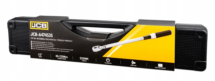 KLUCZ DYNAMOMETRYCZNY Z BLOKADĄ CERTYFIKAT KALIBRACJI ETUI 40-220NM 1/2 JCB