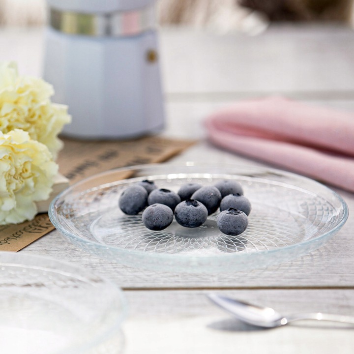 Szklane TALERZYKI Deserowe NA CIASTO Przekąski 4x17 cm Przezroczyste