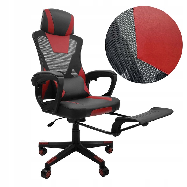 FOTEL GAMINGOWY DLA GRACZA BIUROWY KOMPUTEROWY OBROTOWY PODNÓŻEK KG100 B&R