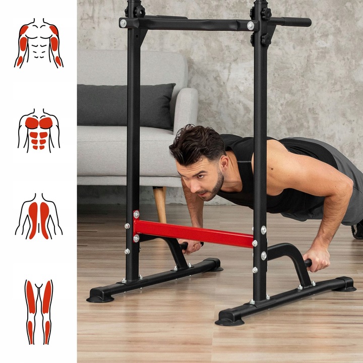 Stabilny drążek stacjonarny regulowany poręcz uchwyty do dipów do treningów