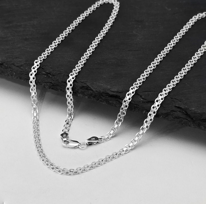 Solidny Łańcuszek Na Szyję Bismarck Srebro 925 Splot Bismark | 50 cm x 3 mm