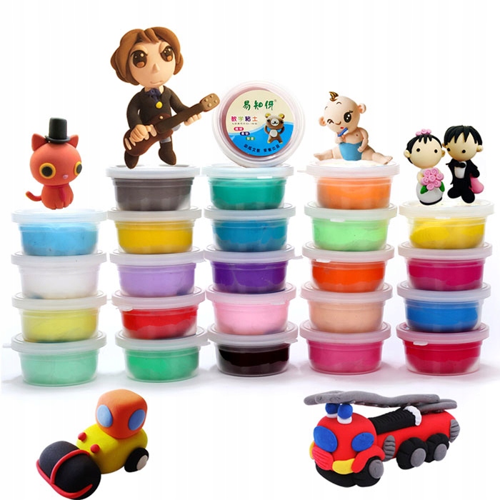 2x Magiczna Plastelina PIANKOLINA MASA POLIMEROWA 24SZT +WALIZKA +AKCESORIA