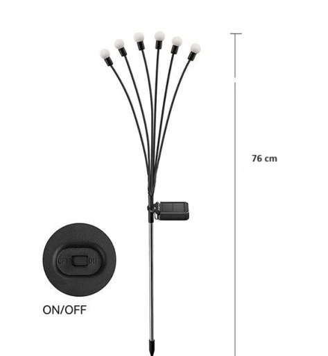 Lampa solarna biała zimna dekoracja taras balkon ogród kuleczki 6led P-376