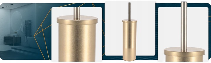 Szczotka do WC toaletowa nowoczesna GLAMOUR ZŁOTA z pojemnikiem metalowa