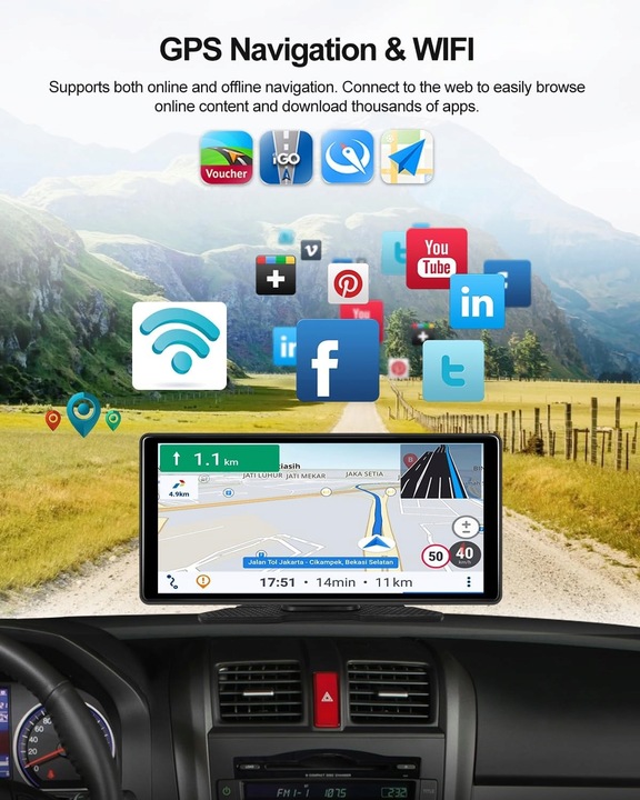 CAMECHO Android 13 Carplay 8 rdzeni 2G+32G ekran WiFi FM AUX kamera cofania