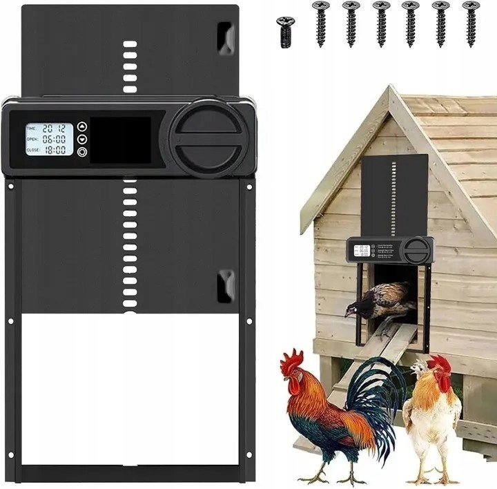 AUTOMATYCZNE DRZWI DO KURNIKA OTWIERANIE Z TIMEREM PROGRAMATOR CZUJNIK