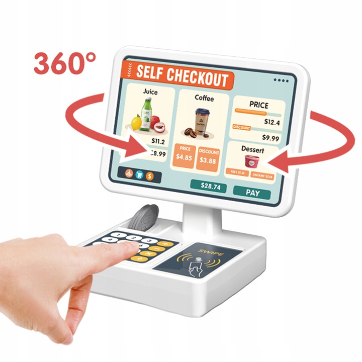 SUPERMARKET SKLEP DLA DZIECI STRAGAN KASA WAGA KOSZYK WÓZEK SMARTFON MATADI