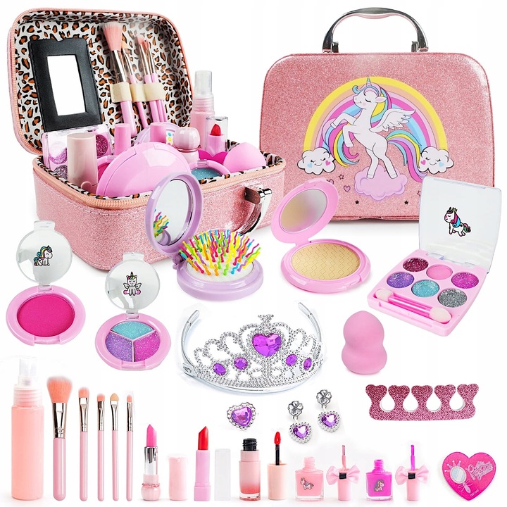 KUFEREK ZESTAW KOSMETYKI DO MAKIJAŻU PAZNOKCI JEDNOROŻEC MAKEUP DLA DZIECI
