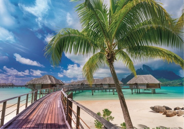 Puzzle 1000 elementów BORA-BORA PARADISE BEACH TREFL Puzzle plaża słońce