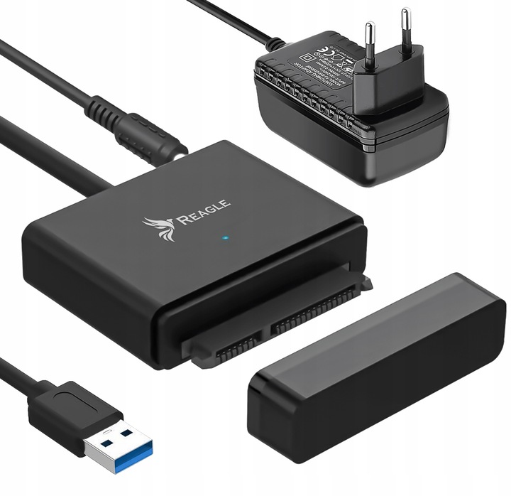 Adapter na dysk USB 3.1 Reagle SATA 3,5" 2,5" HDD SSD do 12TB Zasilacz 24W