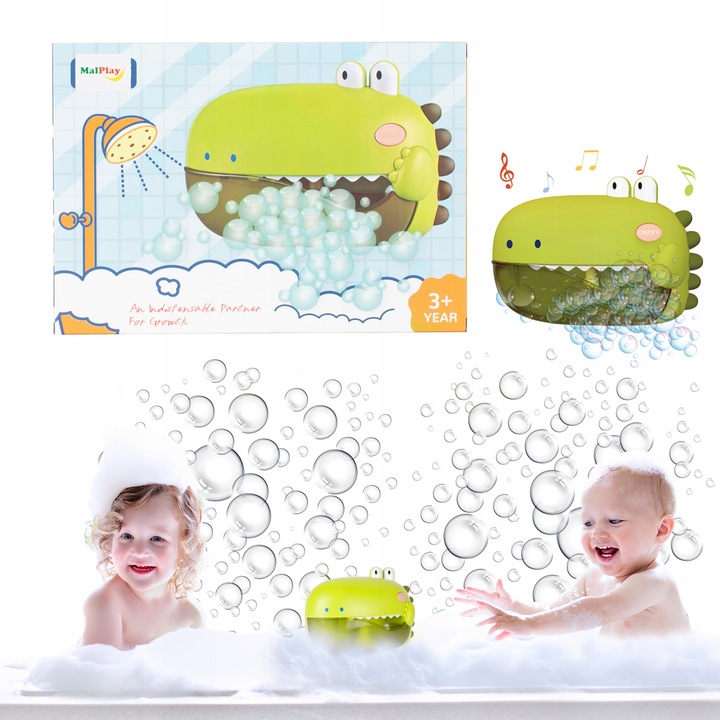 BĄBELKOWY DINOZAUR DINO DO KĄPIELI MASZYNKA DO ROBIENIA PIANY W WANNIE GRA