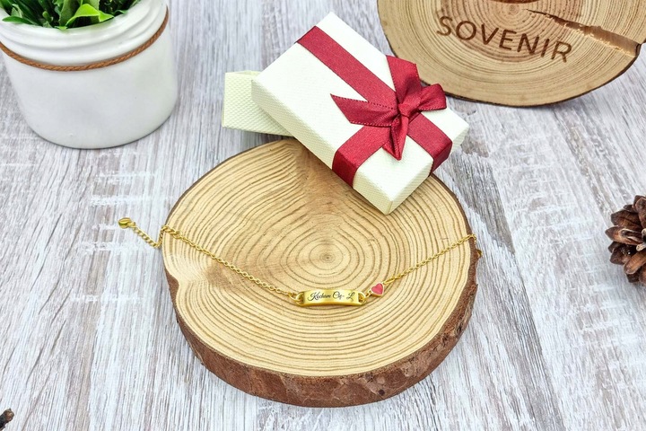 Bransoletka Złota SERCE z Grawerem dla Dziecka G1 Prezent dla Córki Wnuczki