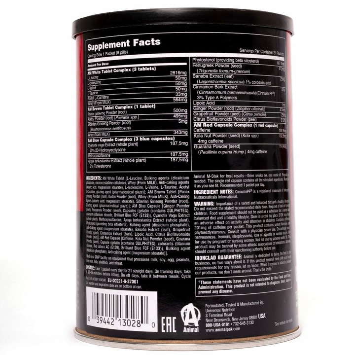 UNIVERSAL ANIMAL M-STAK 21 sasz. BOOSTER TESTOSTERON M STAK