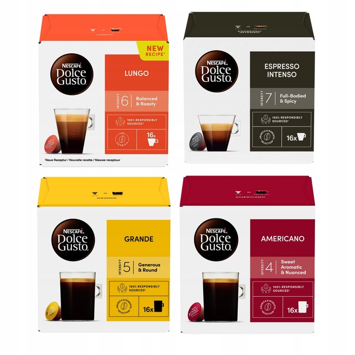 Zestaw Kaw w kapsułkach Nescafe Dolce Gusto 16 kapsułek x4