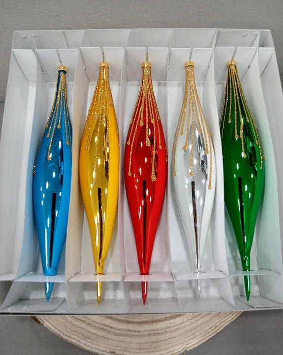 ZESTAW SOPLI 19 CM bombki SOPLE MIX KOLORÓW ZŁOTY BROKAT POŁYSK POLSKIE