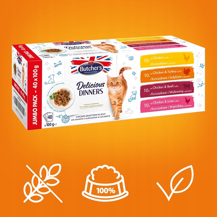 Karma mokra dla kota Butchers Jumbo Pack mix smaków saszetka 40x100g