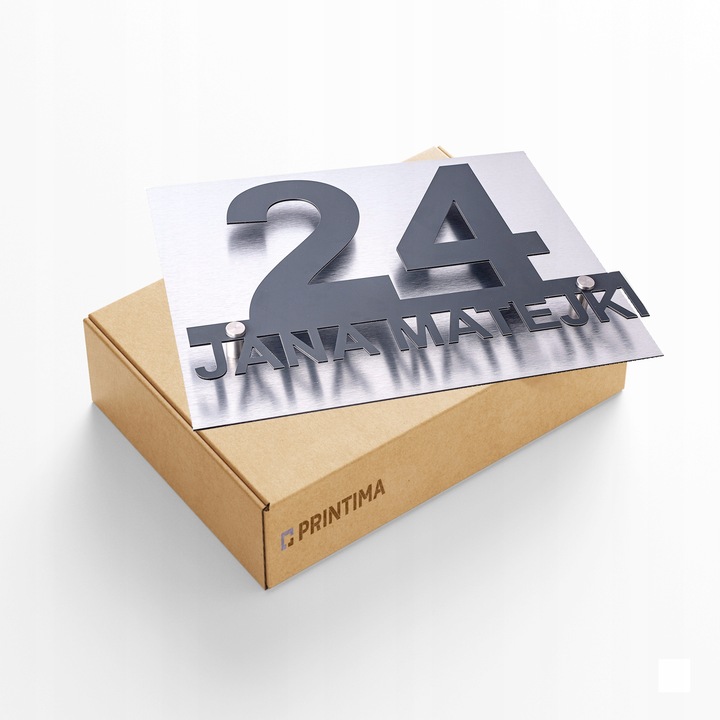 DUŻY NUMER DOMU TABLICZKA ADRESOWA Z NUMEREM DOMU 48x38cm ANTRACYT SREBRNA