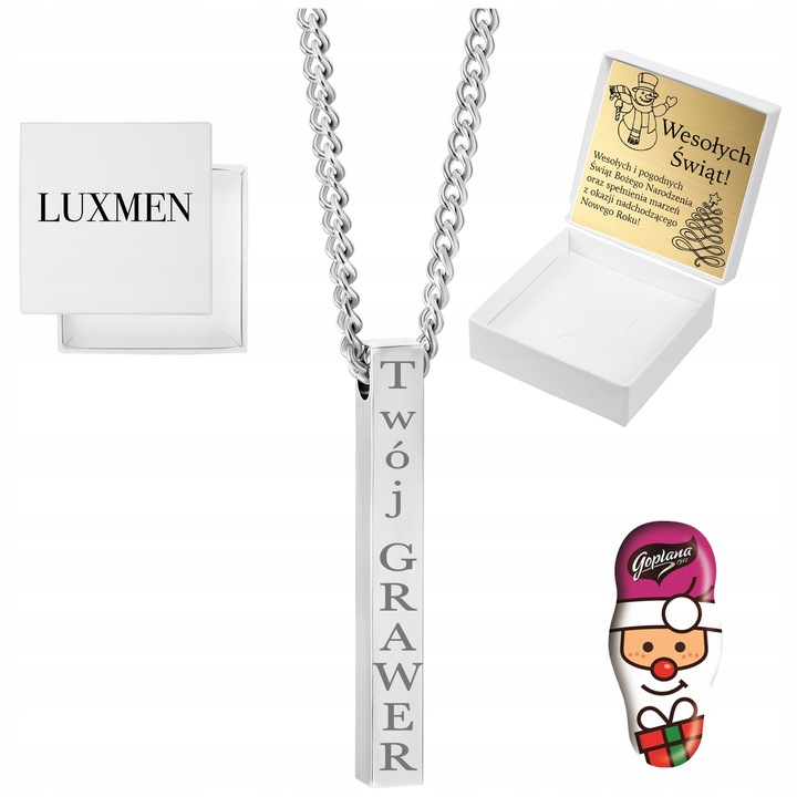 Srebrny naszyjnik Męski z Grawerem Łańcuszek Pancerka Stal GRAWER GRATIS