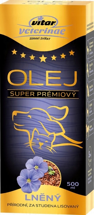 VITAR Veterinae Olej Lniany 500 ml - lśniąca sierść + doskonałe źródło