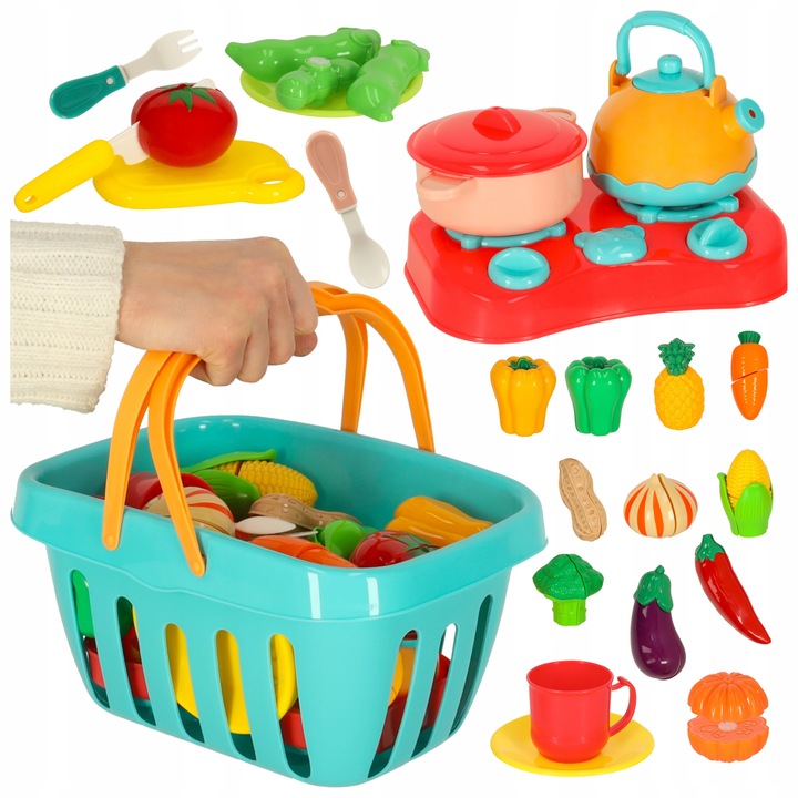 ZESTAW AKCESORIÓW KUCHENNYCH DLA DZIECI WARZYWA OWOCE DO KROJENIA NA RZEPY