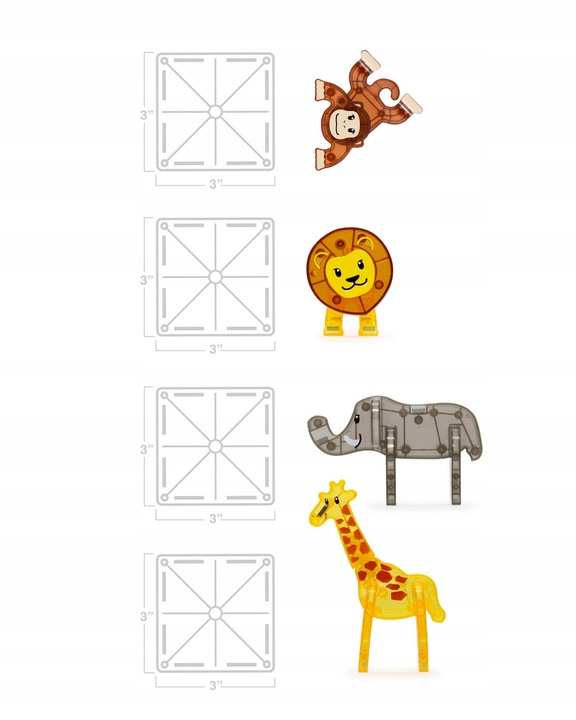 MAGNA-TILES KLOCKI MAGNETYCZNE SAFARI ANIMALS 25 elem. zwierzątka