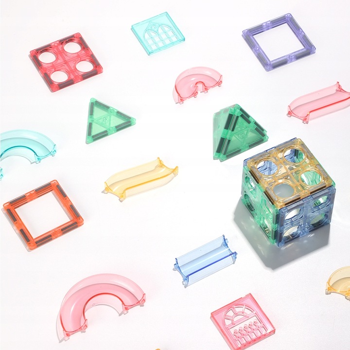 Klocki magnetyczne dla dzieci duże edukacyjne zestaw tor konstrukcyjny 158e