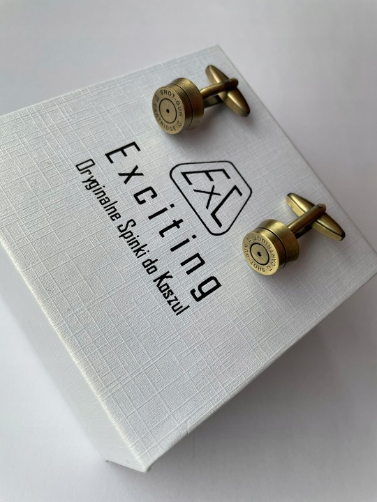 Spinki do mankietów EXC Nabój Naboje Łuski Shot Gun dla myśliwego żołnierza