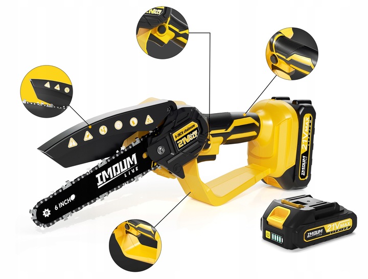 PIŁA ŁAŃCUCHOWA AKUMULATOROWA 6" DO GAŁĘZI DREWNA GAŁĘZIÓWKA 2x AKUMULATOR