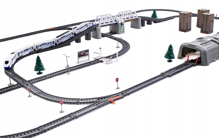 Kolejka elektryczna OGROMNY TOR MOST TUNEL 914cm Pociąg na baterie XXL