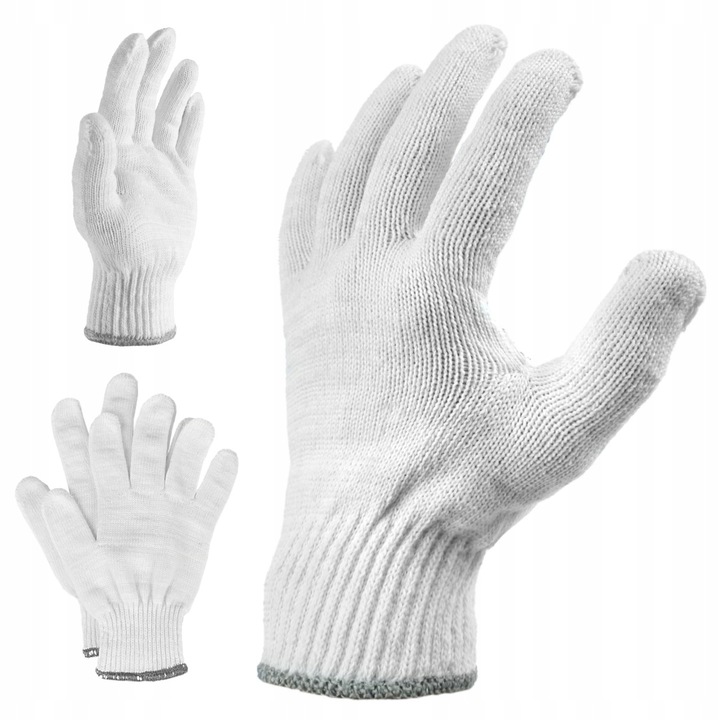Rękawice robocze bawełniane dziane Flexi Fit 10/XL białe 60 par