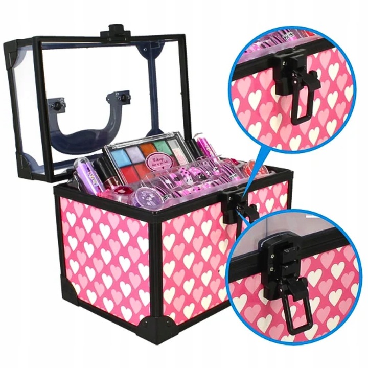KUFEREK KOSMETYKÓW DLA DZIECI ZESTAW PIĘKNOŚCI DO MAKIJAŻU MAKE-UP PAZNOKCI