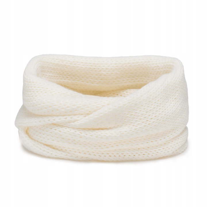 Czapka zimowa damska z pomponem + komin Ecru