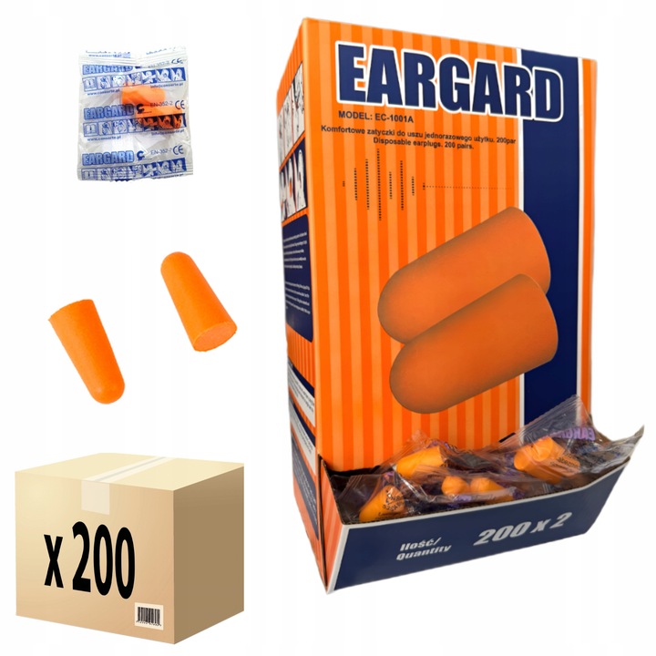 ZATYCZKI DO USZU STOPERY PRZECIWHAŁASOWE do spania parowane 100 PAR 200 SZT