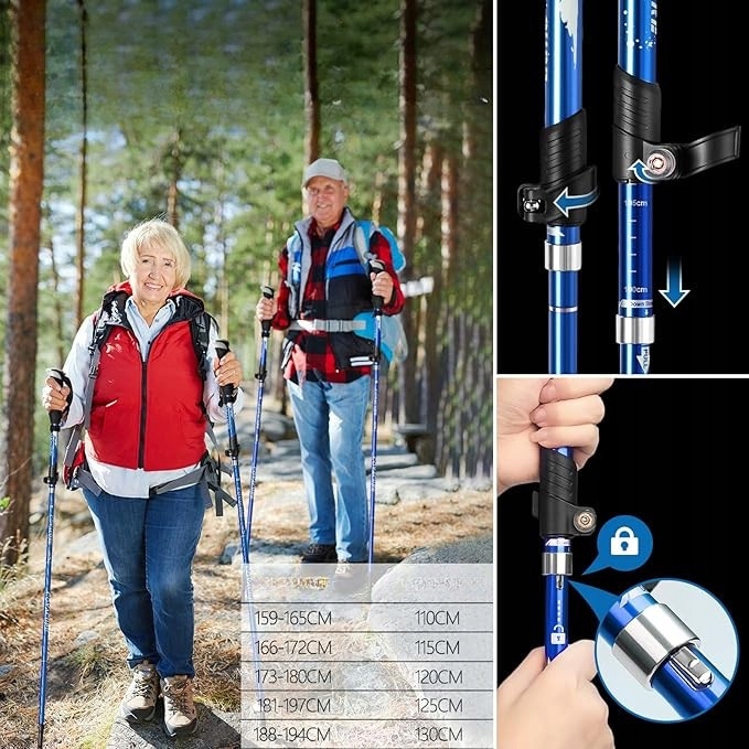 KIJKI TREKKINGOWE, KIJE NORDIC WALKING DO CHODZENIA, SKŁADANE, REGULOWANE