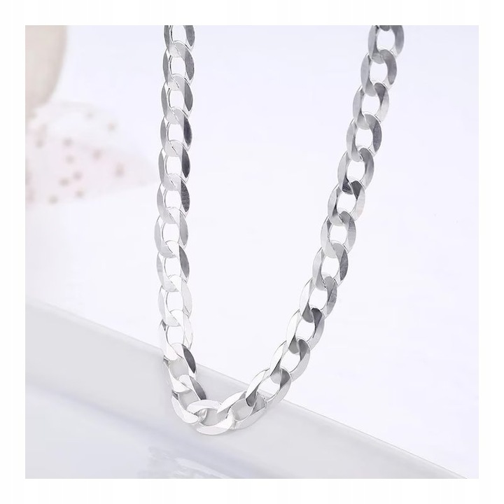 SZEROKI MĘSKI ŁAŃCUSZEK PANCERKA NASZYJNIK SREBRO PRÓBA 925 ORYGINALNY 55CM